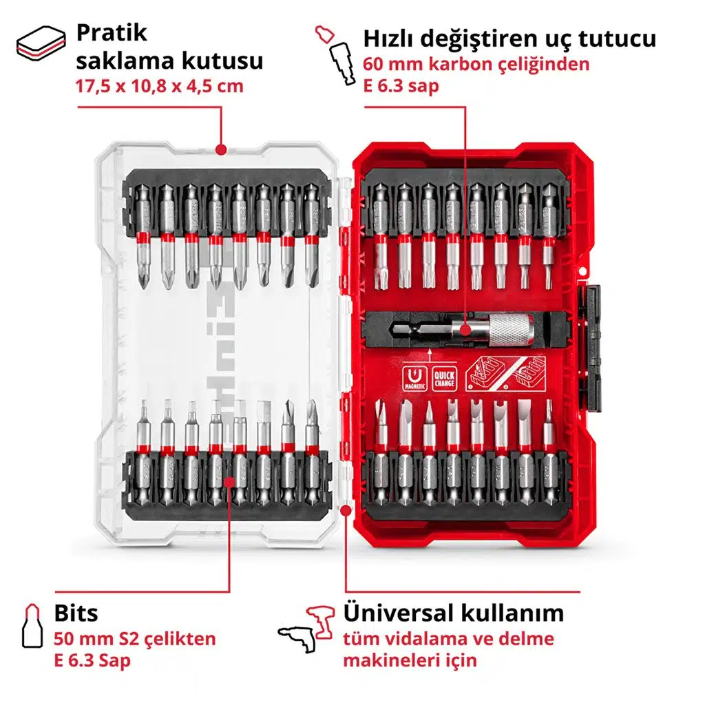 Delici ve Vidalama uç seti 33 parça M-CASE kutu