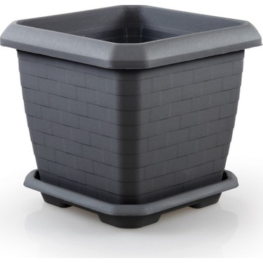 PLASTİK SAKSI HİSAR KARE TAKIM 3 NO Antrasit